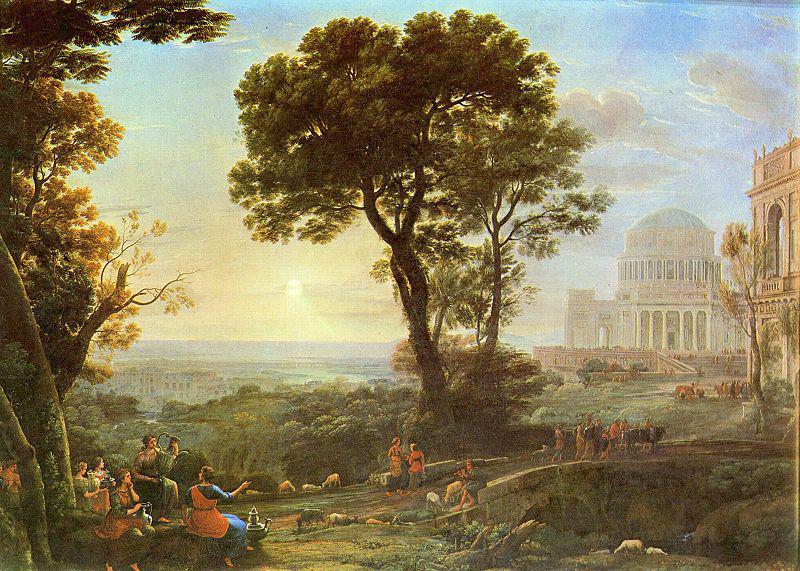 Claude Lorrain Vedute von Delphi mit einer Opferprozession oil painting image